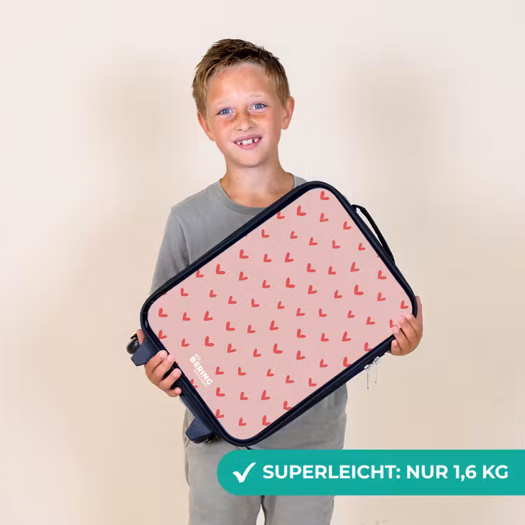 Hartjespatroon met roze kleuren Kinderkoffer - Zwart klein -sfeer4_DE