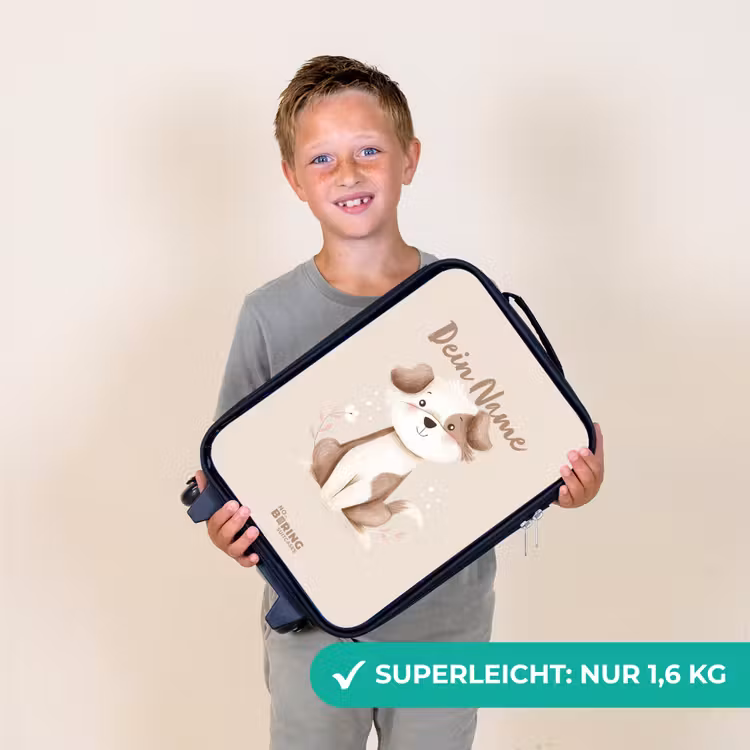 Hond in de kleuren bruin en beige Kinderkoffer - Zwart klein -sfeer4_DE