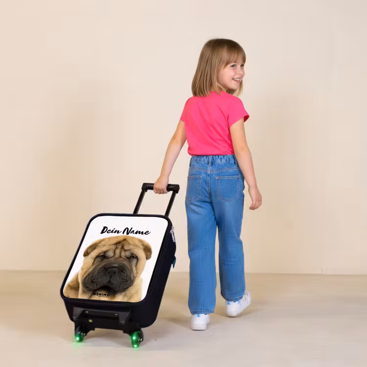 Hondje met Boos Hoofd Kinderkoffer - Zwart klein -sfeer1