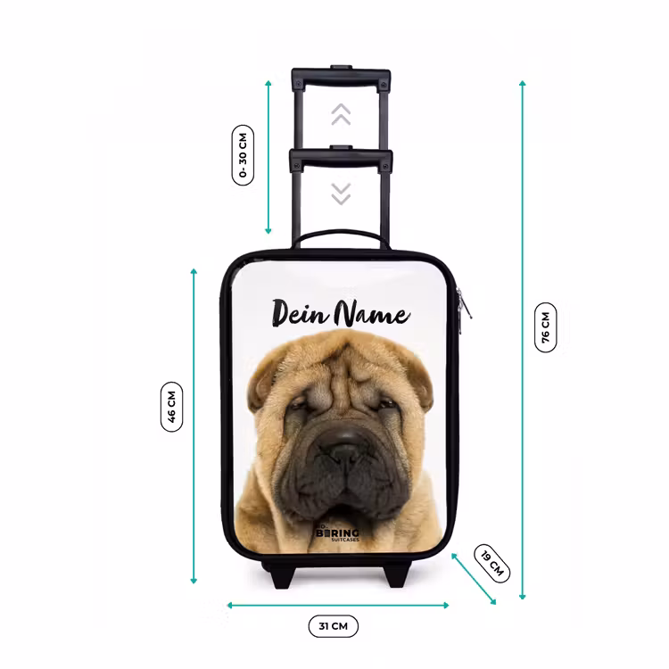Hondje met Boos Hoofd Kinderkoffer - Zwart klein -productfoto_formaten