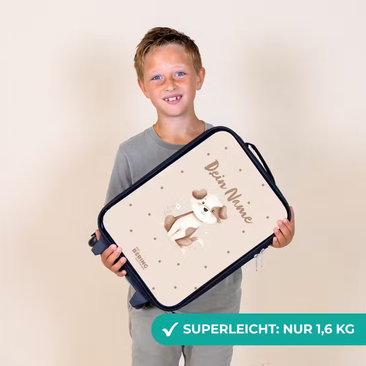 Honden pup omringd door bruine stippen Kinderkoffer - Zwart klein -sfeer4_DE