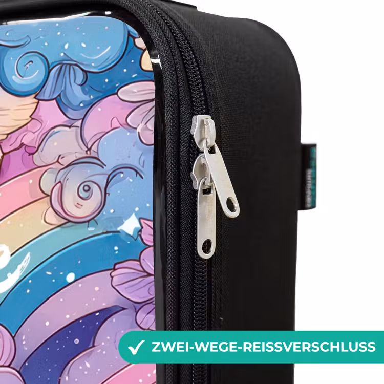 Illustratie van wolken, regenbogen en bloemen Kinderkoffer - Zwart klein -rits_DE