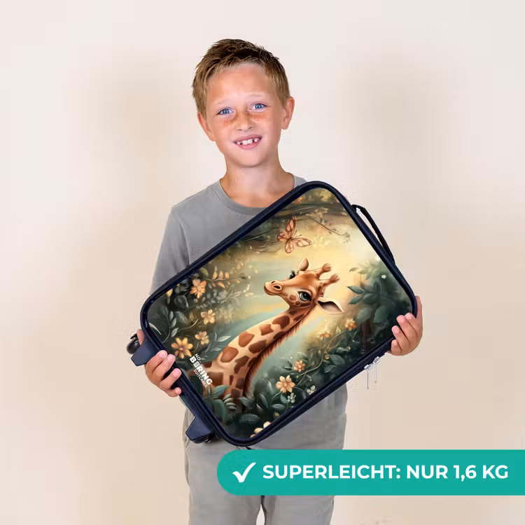 Jonge giraf tussen bloemen in zonnig woud Kinderkoffer - Zwart klein -sfeer4_DE