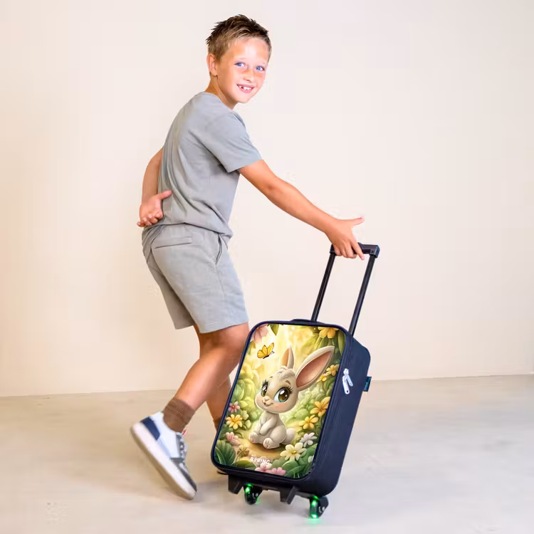 Konijn - Zonlicht - Sprookjesachtig - Vlinder Kinderkoffer - Zwart klein -sfeer3