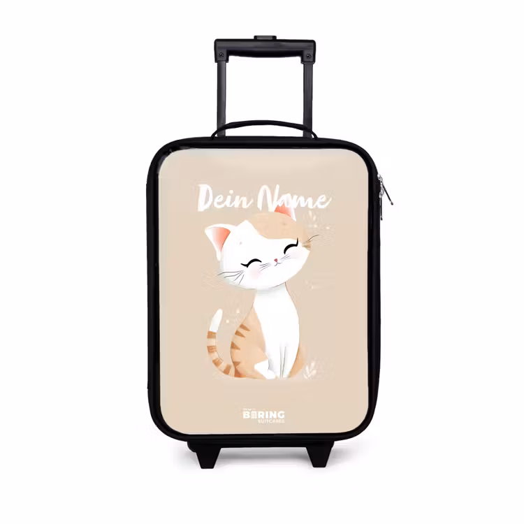 Kitten in de kleuren beige en wit Kinderkoffer - Zwart klein -3d