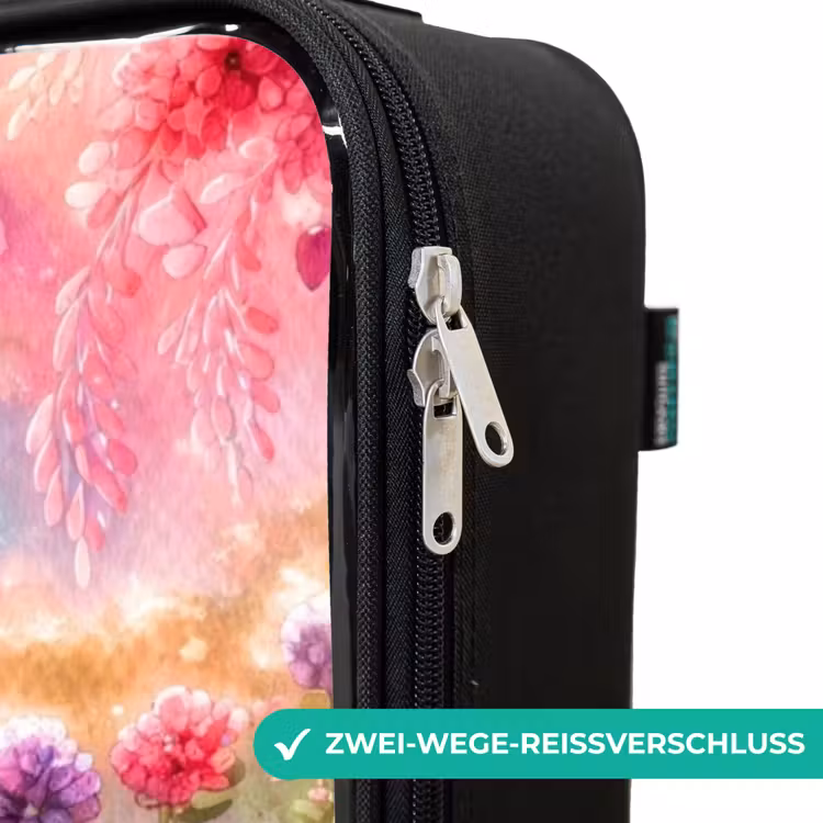 Kitten met regenboog en bloemen Kinderkoffer - Zwart klein -rits_DE