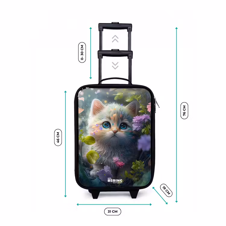 Kitten verstopt achter bloemen Kinderkoffer - Zwart klein -productfoto_formaten