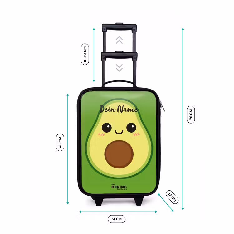 Kawai - Avocado - Groen Kinderkoffer - Zwart klein -productfoto_formaten