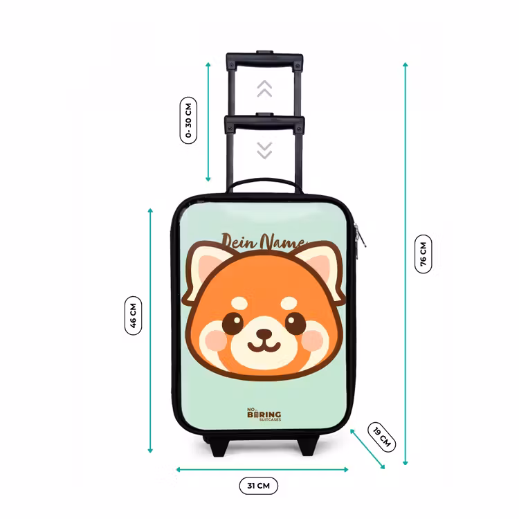 Kawai - Rode panda - Groen Kinderkoffer - Zwart klein -productfoto_formaten