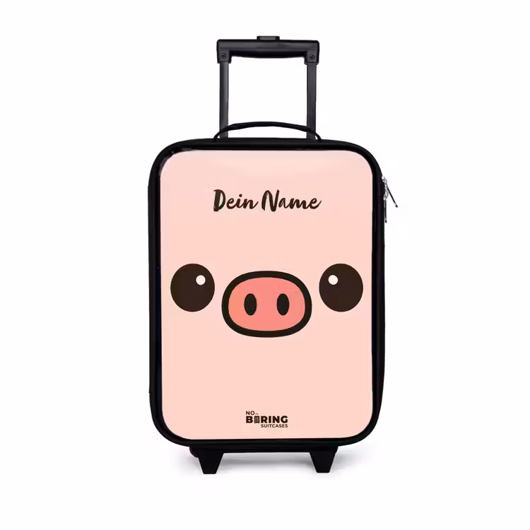 Kawai - Varken - Roze Kinderkoffer - Zwart klein -3d