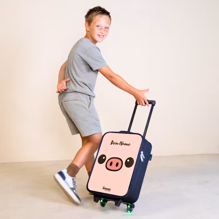 Kawai - Varken - Roze Kinderkoffer - Zwart klein -sfeer3