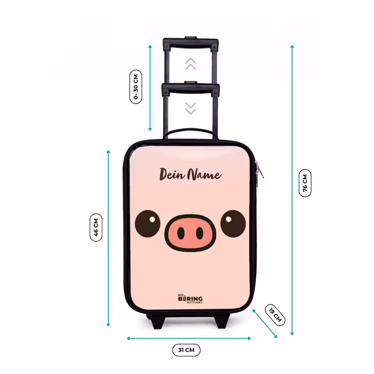 Kawai - Varken - Roze Kinderkoffer - Zwart klein -productfoto_formaten