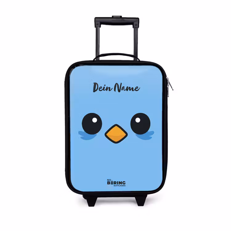 Kawai - Vogel - Blauw Kinderkoffer - Zwart klein -3d