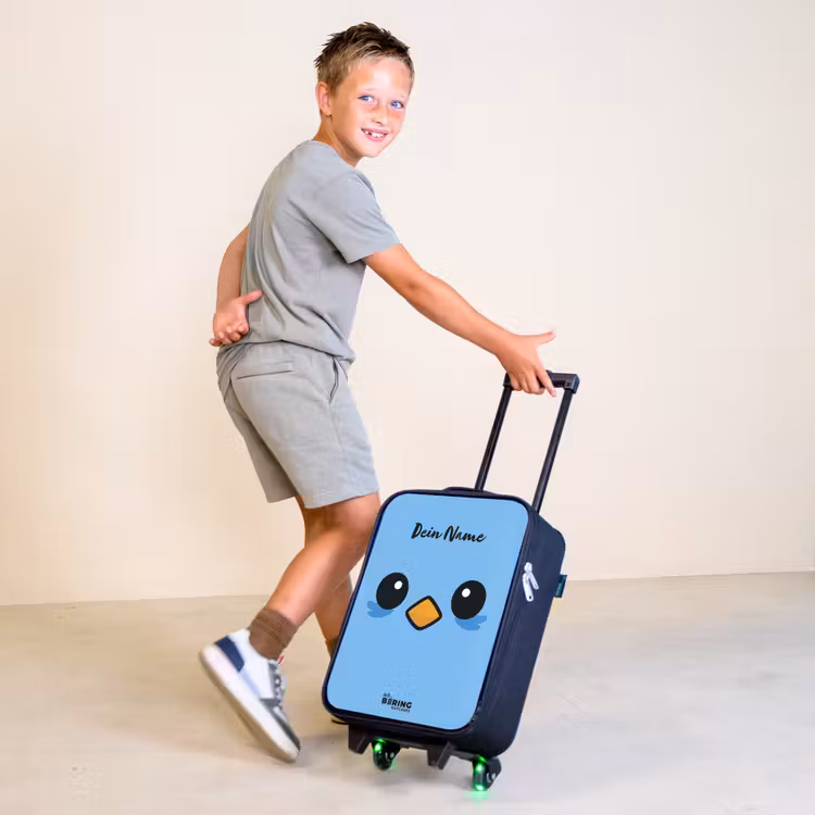 Kawai - Vogel - Blauw Kinderkoffer - Zwart klein -sfeer3