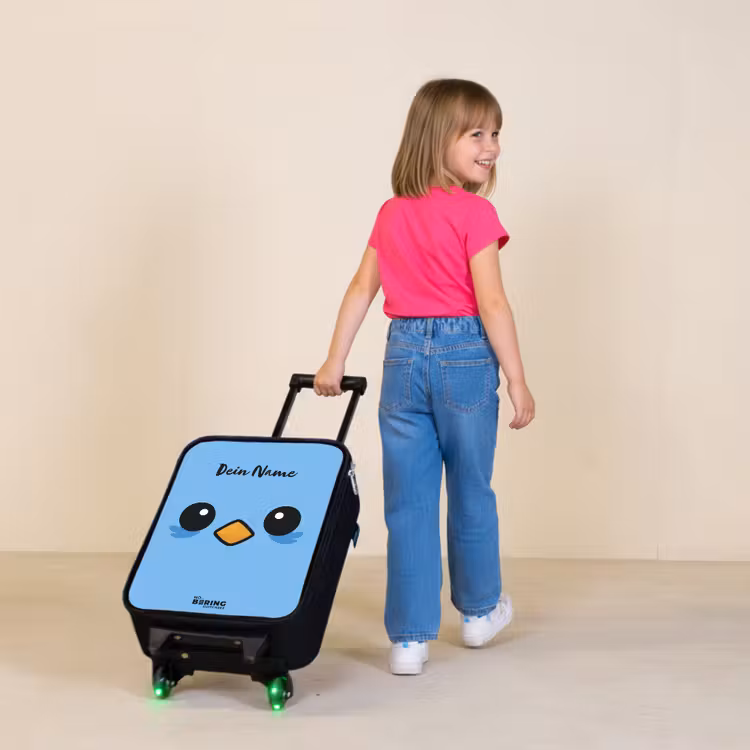 Kawai - Vogel - Blauw Kinderkoffer - Zwart klein -sfeer1