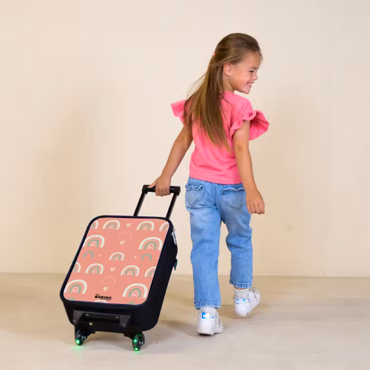Koraal kleurenbogen Kinderkoffer - Zwart klein -sfeer1