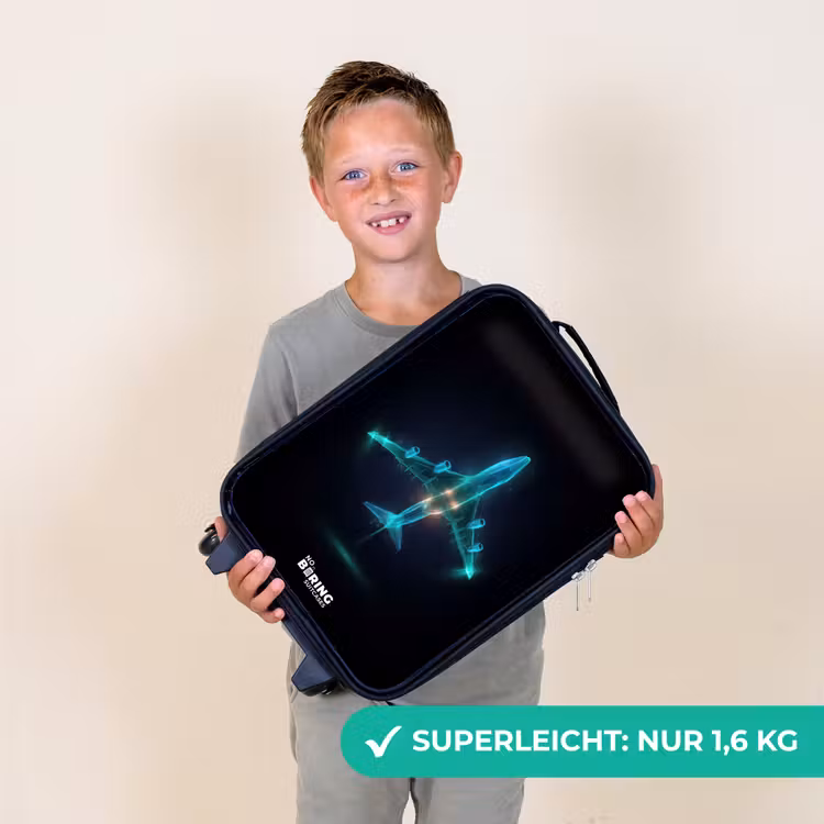 Lichtgevend vliegtuig Kinderkoffer - Zwart klein -sfeer4_DE
