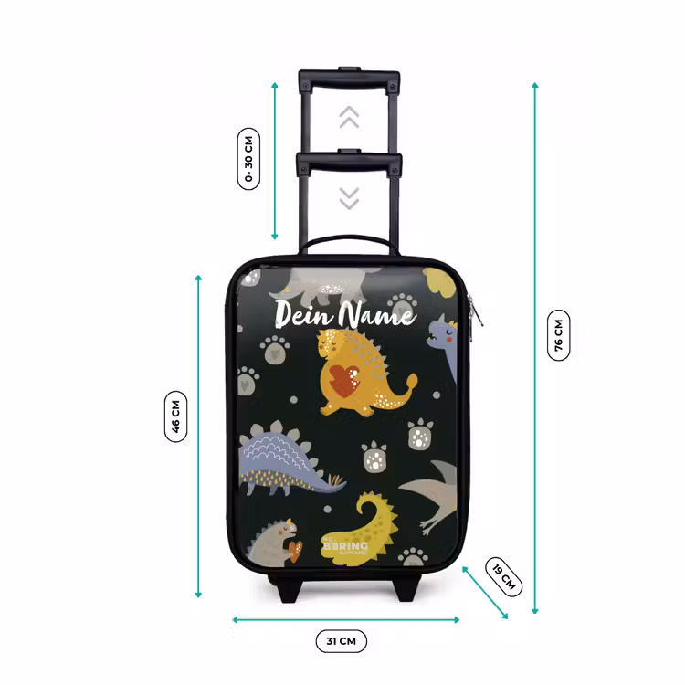 Liefdevolle dinosaurus Kinderkoffer - Zwart klein -productfoto_formaten