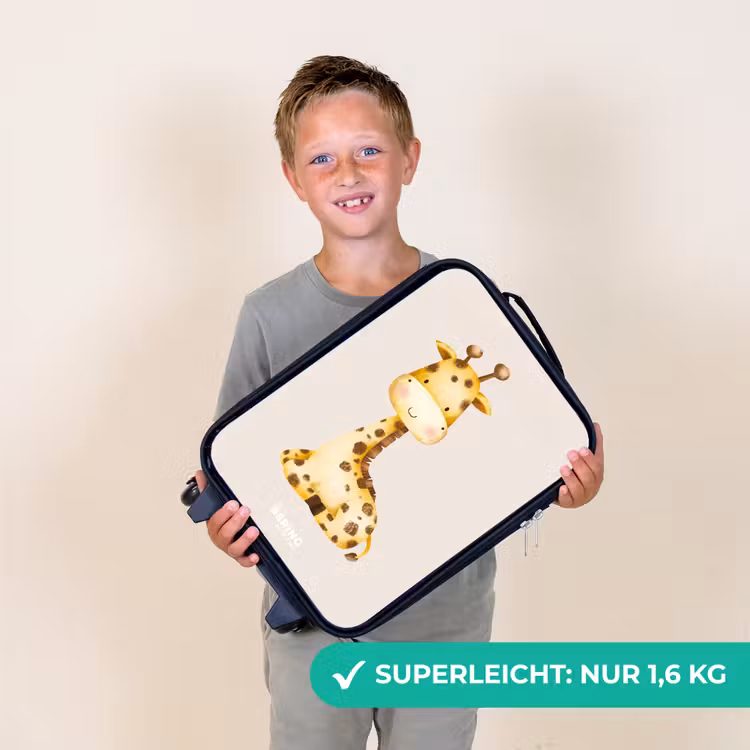 Liggende giraffe illustratie op beige achtergrond Kinderkoffer - Zwart klein -sfeer4_DE
