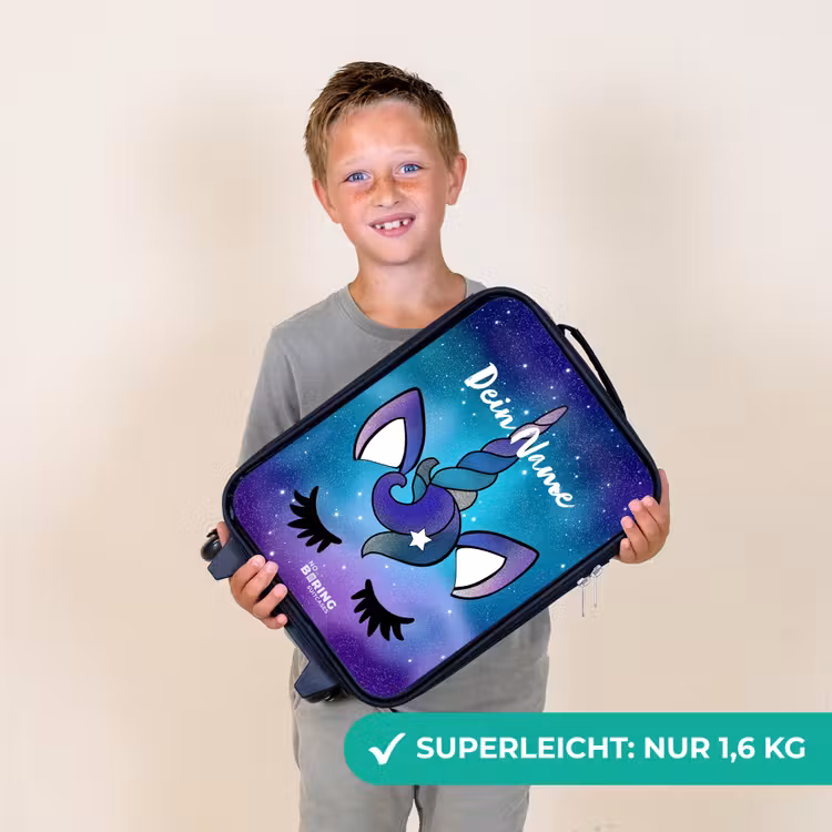 Paarse eenhoorn Kinderkoffer - Zwart klein -sfeer4_DE