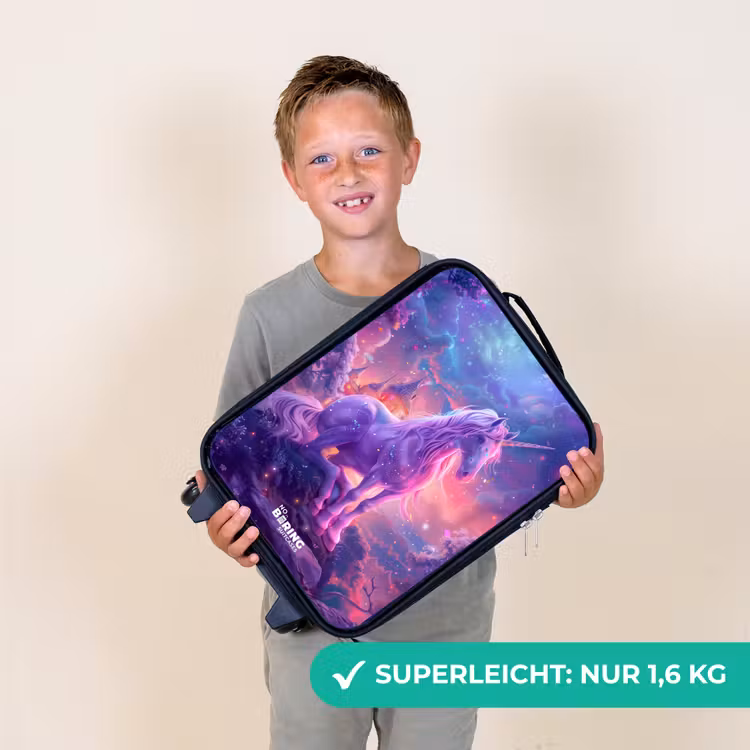 Paarse Eenhoorn in Magische Omgeving Kinderkoffer - Zwart klein -sfeer4_DE