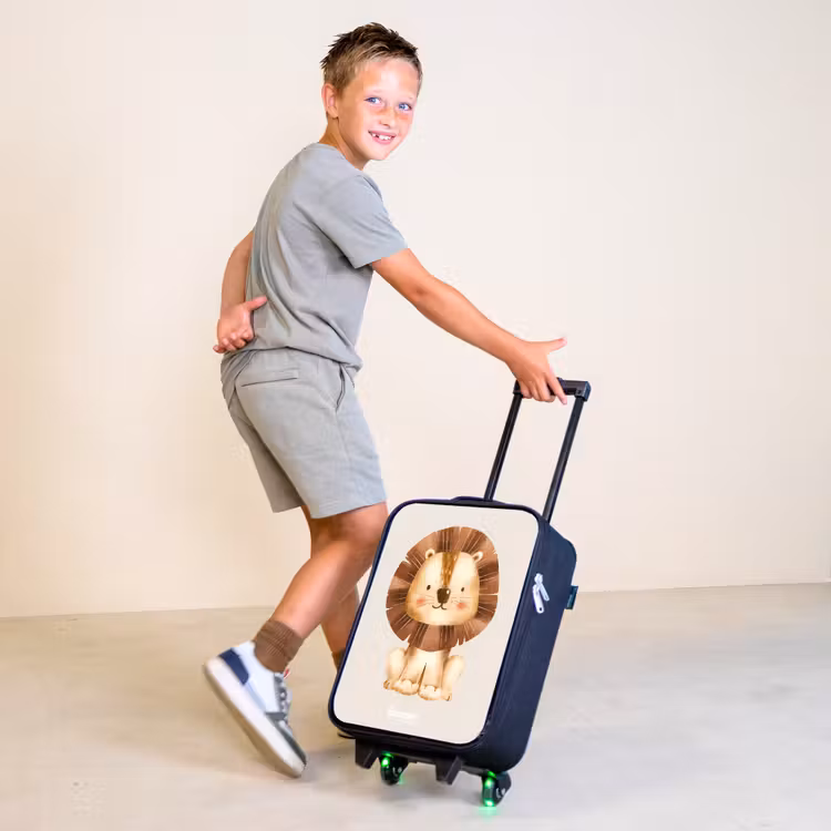 Leeuw illustratie met beige achtergrond Kinderkoffer - Zwart klein -sfeer3