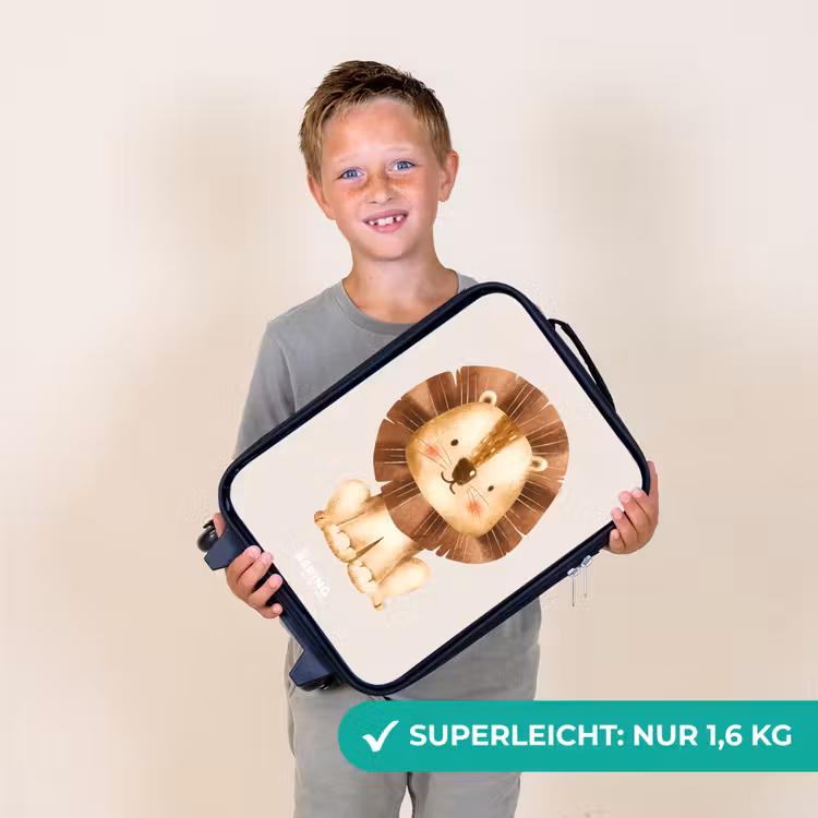 Leeuw illustratie met beige achtergrond Kinderkoffer - Zwart klein -sfeer4_DE
