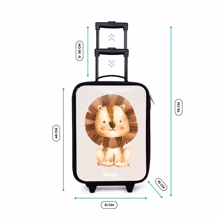 Leeuw illustratie met beige achtergrond Kinderkoffer - Zwart klein -productfoto_formaten
