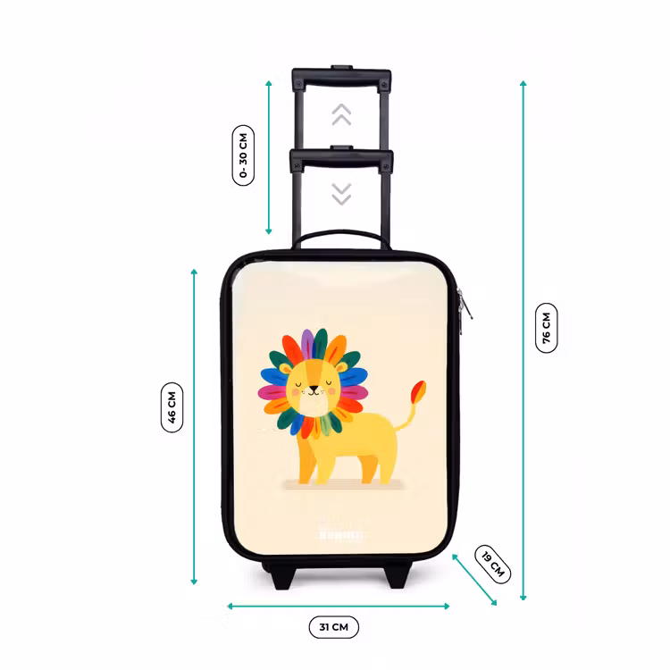 Leeuw - Manen - Kleurrijk Kinderkoffer - Zwart klein -productfoto_formaten