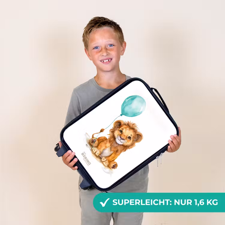 Leeuw met blauwe ballon Kinderkoffer - Zwart klein -sfeer4_DE