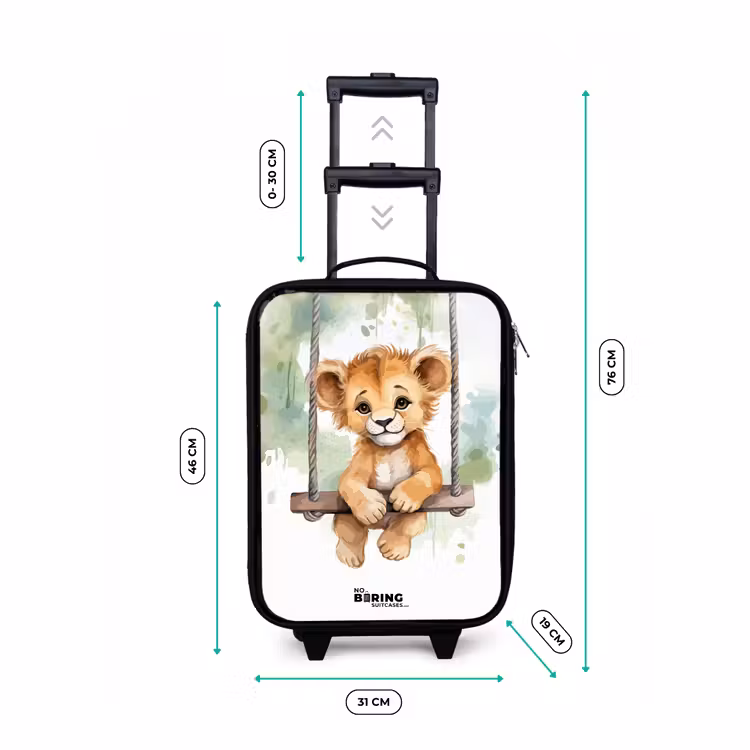 Leeuwenwelpje met schommel illustratie Kinderkoffer - Zwart klein -productfoto_formaten