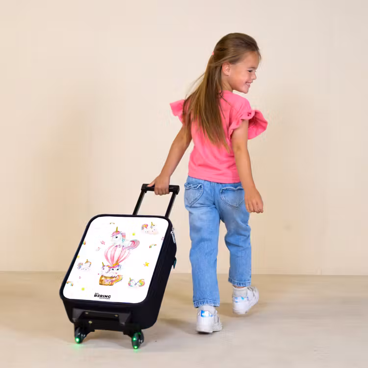 Luchtige eenhoorns Kinderkoffer - Zwart klein -sfeer1