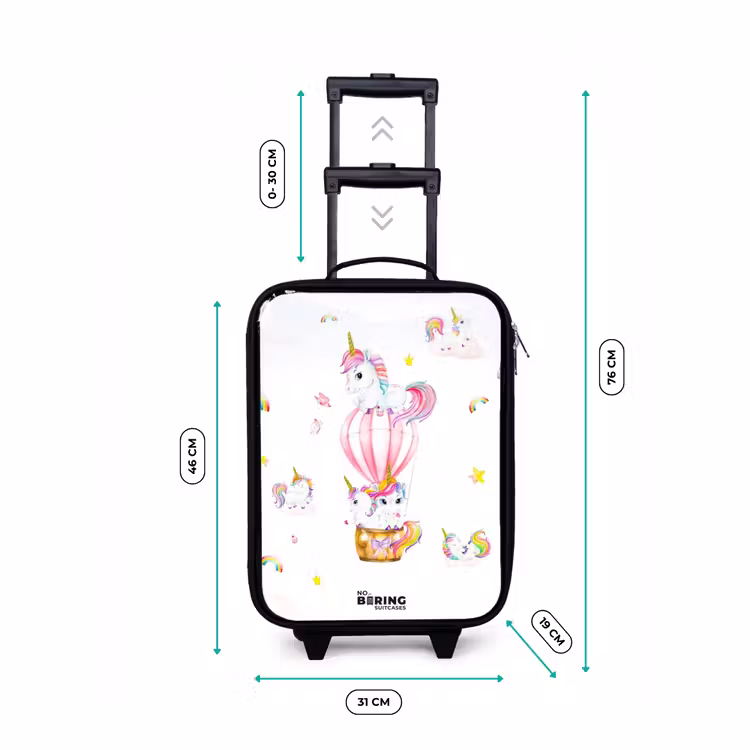 Luchtige eenhoorns Kinderkoffer - Zwart klein -productfoto_formaten