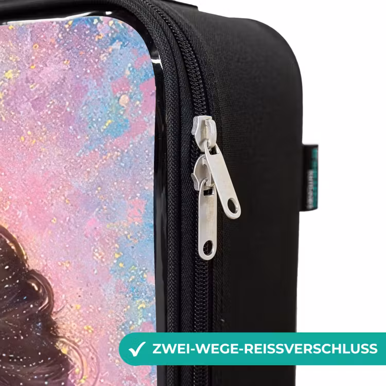 Meisje - Eenhoorn - Glitter Kinderkoffer - Zwart klein -rits_DE