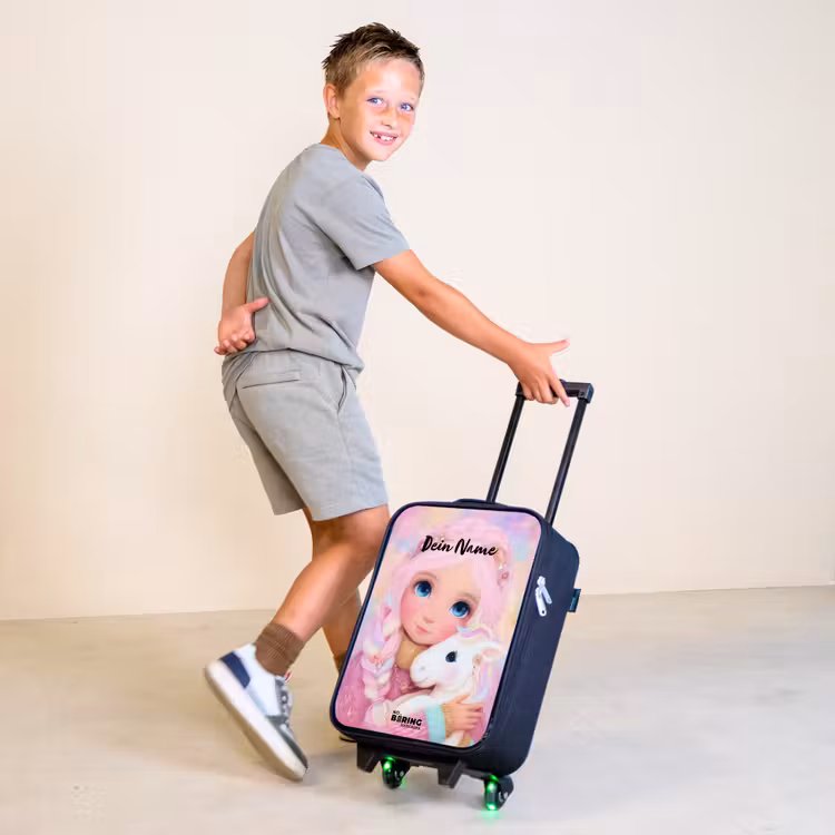 Meisje - Eenhoorn - Roze Kinderkoffer - Zwart klein -sfeer3