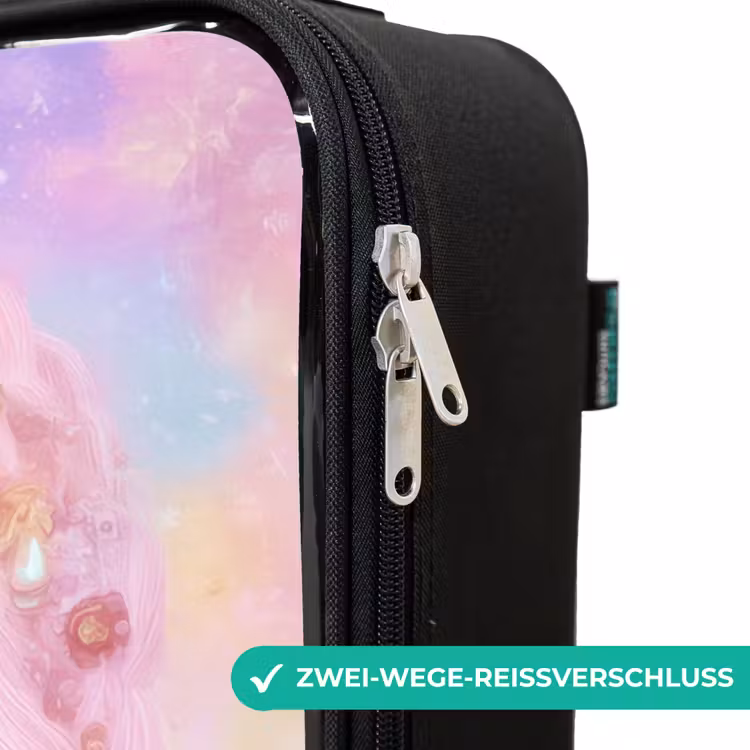 Meisje - Eenhoorn - Roze Kinderkoffer - Zwart klein -rits_DE