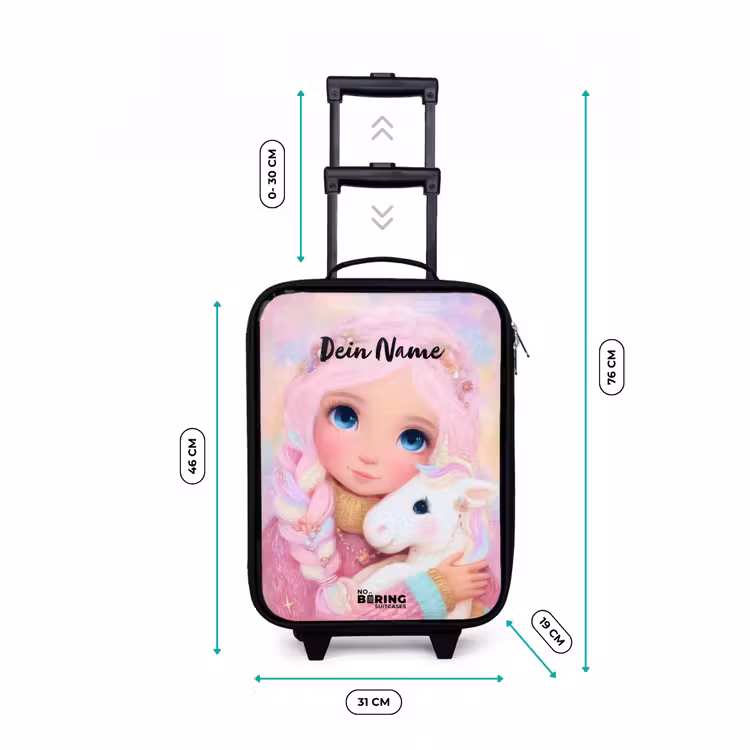 Meisje - Eenhoorn - Roze Kinderkoffer - Zwart klein -productfoto_formaten