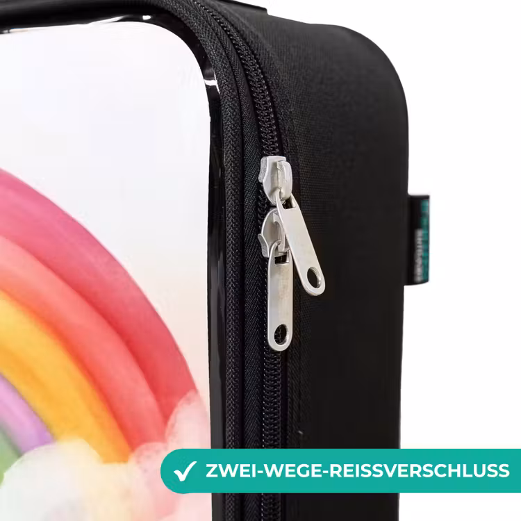 Meisje met paarse draak onder regenboog Kinderkoffer - Zwart klein -rits_DE