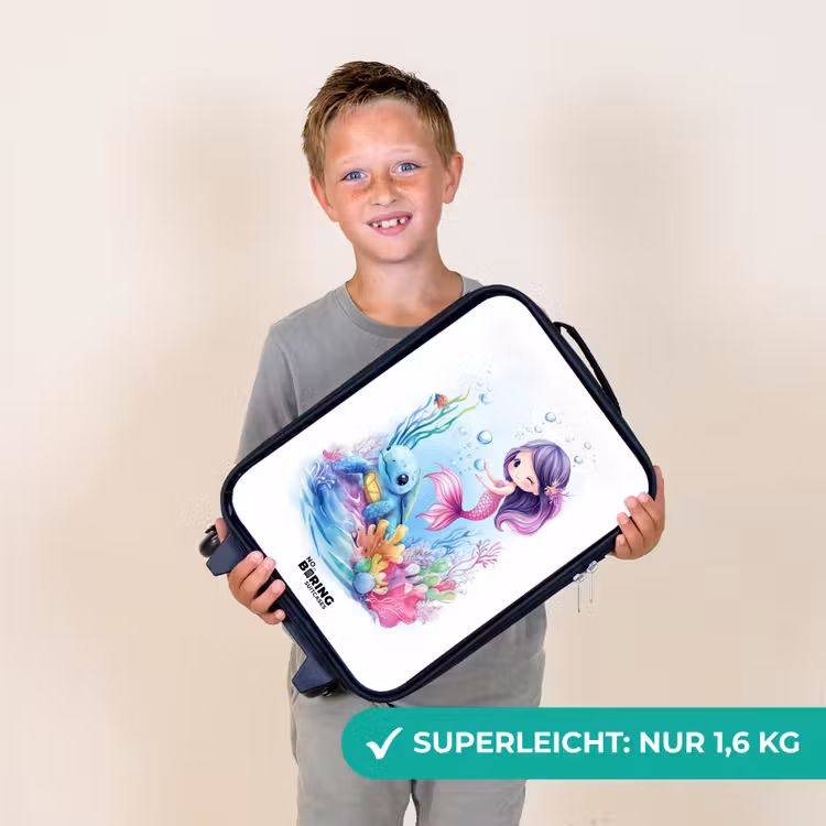 Zeemeermin met blauw schildpad tussen koraal Kinderkoffer - Zwart klein -sfeer4_DE