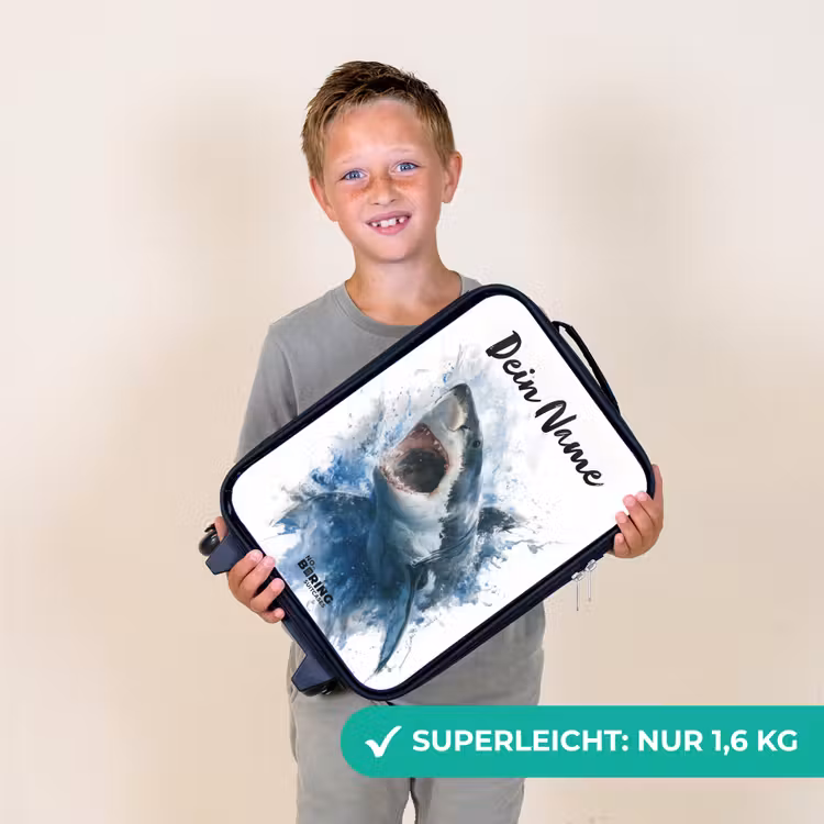 Aanvallende haai in waterverf Kinderkoffer - Zwart klein -sfeer4_DE