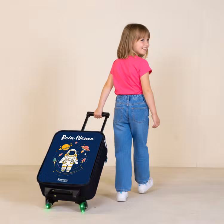 Astronaut - Planeet - Sterren - Raket Kinderkoffer - Zwart klein -sfeer1