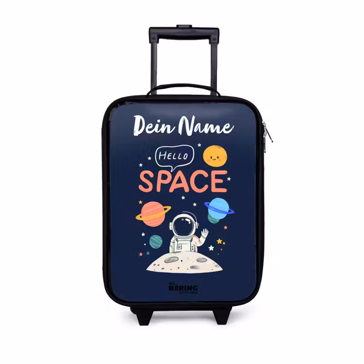 Astronaut - Quote - Planeten - Sterren Kinderkoffer - Zwart klein -3d