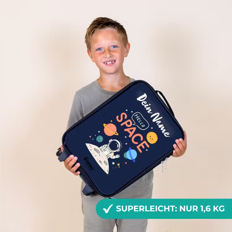 Astronaut - Quote - Planeten - Sterren Kinderkoffer - Zwart klein -sfeer4_DE