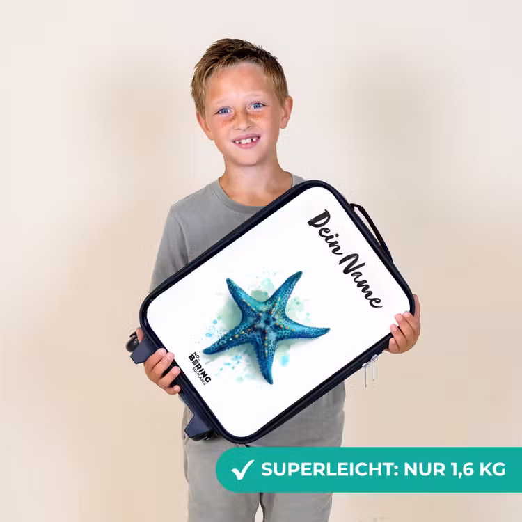 Blauwe Zeester op Witte Achtergrond Kinderkoffer - Zwart klein -sfeer4_DE