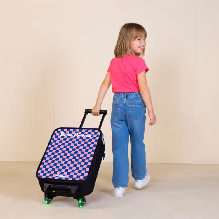 Blokjes - Blauw - Roze Kinderkoffer - Zwart klein -sfeer1