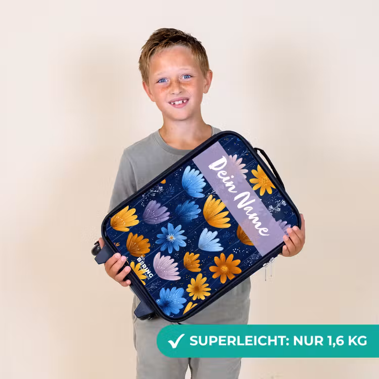 Bloemen - Patroon - Blauw Kinderkoffer - Zwart klein -sfeer4_DE
