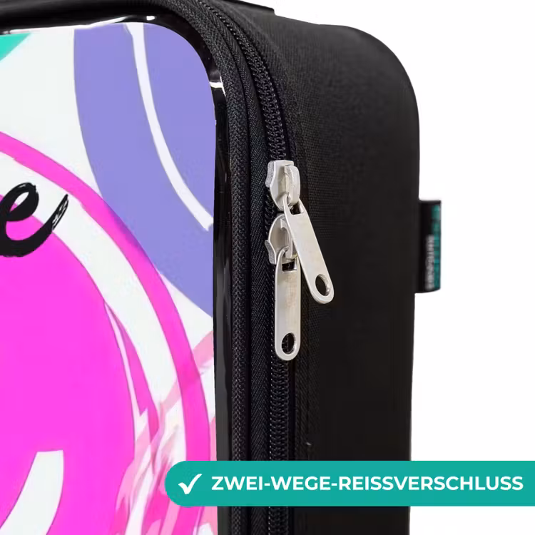 Kleurrijke glimlachexplosie Kinderkoffer - Zwart klein -rits_DE