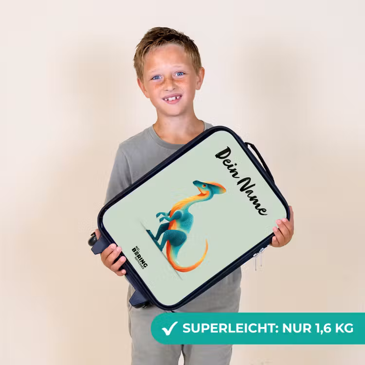 Dino - Blauw - Dier Kinderkoffer - Zwart klein -sfeer4_DE