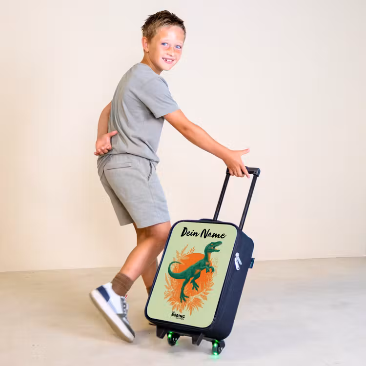 Dino - Natuur - Groen Kinderkoffer - Zwart klein -sfeer3