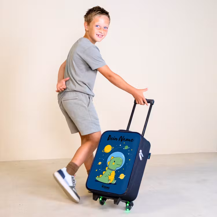 Dino - Planeet - Ster - Blauw Kinderkoffer - Zwart klein -sfeer3